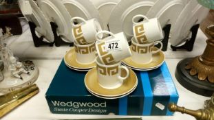 A boxed Wedgwood Susie Cooper design 'Old Gold Keystone' set of 6 cups and saucers