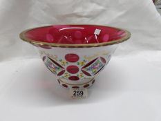A fine ruby overlaid glass bowl