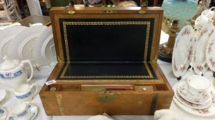 A Victorian brass bound mahogany writing box