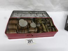 A tin of mainly UK coins