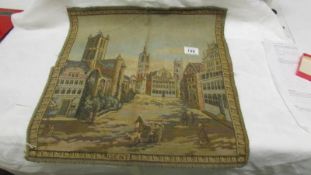 An unframed tapestry of a street scene entitled Gent