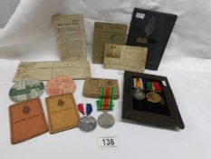 A 1914-18 war medal and mercantile marine medal awarded to Adam C Smith along with personal papers