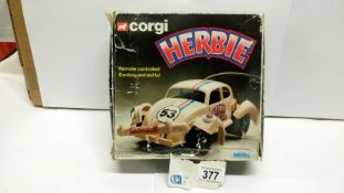 A Corgi remote control Herbie Volkswagen beetle in original box