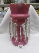 A Victorian pink glass lustre