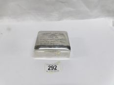 A heavy sterling silver box engraved 'The Chain Hunt Club' 1962 with engravings of members