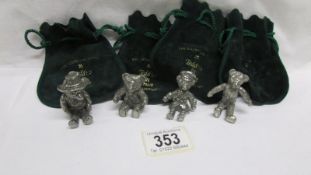 4 National Trust 'Teddies in Trust' collection bears in pouches