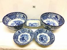 2 large Abbey ware blue and white bowls,
