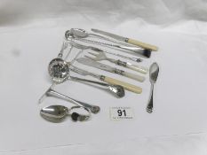 A mixed lot of EPNS flatware including sifter spoon,