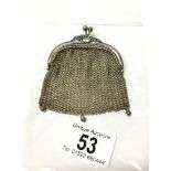 A white metal mesh purse (possibly unmarked silver)