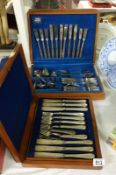 2 mahogany cased cutlery sets