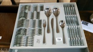 A WMF cromagan 44 piece cutlery set in case