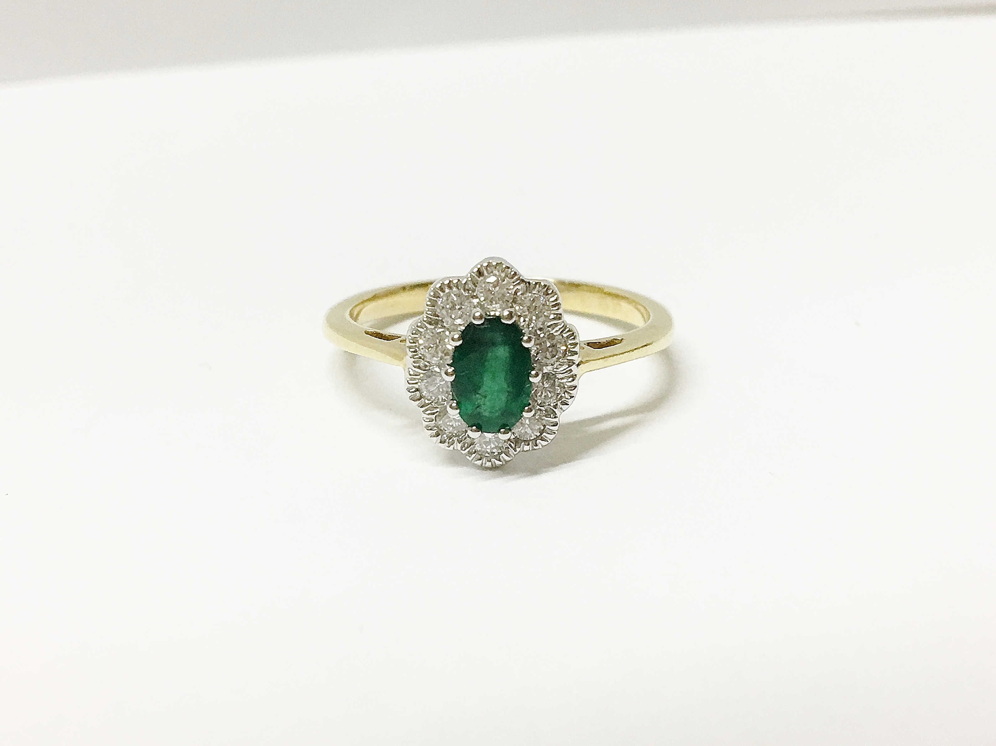 A high carat yellow gold emerald and diamond ring, - Image 2 of 3