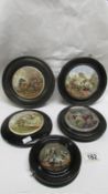 5 framed 19th century pot lids,