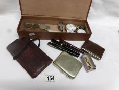 A mixed lot including pocket watches, cigarette cases, silver fob,