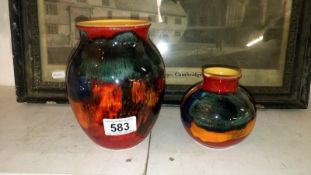 2 Poole pottery vases
