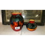 2 Poole pottery vases