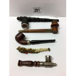 5 pipes including unusual bone opium pipe