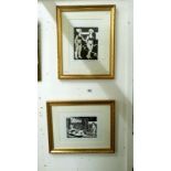 A pair of artist's proof linocut prints of beach scenes b y Bernard J Cotes ( 1 x 2/50 and 1 x