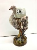 A rare 19th century majolica ostrich vase