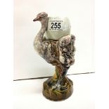 A rare 19th century majolica ostrich vase