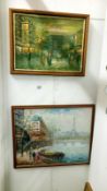 2 framed oil on board paintings