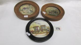 2 19th century pot lids a/f and one other