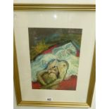 A signed pastel of a reclining nude by Lewis Davies (1939-2010)