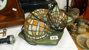 A Tiffany style cat table lamp,