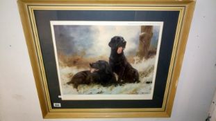 A John Trickett limited print of black labradors,