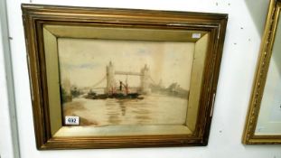 A water colour signed and inscribed Winefred Cadwallader Tower Bridge 1903