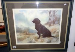A John Trickett limited edition print of a black labrador, framed and glazed,
