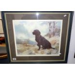 A John Trickett limited edition print of a black labrador, framed and glazed,