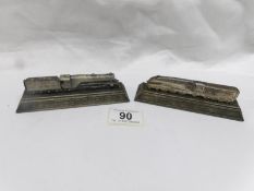 2 metal models of Sir Nigel Gresley's LNER express steam locomotives,