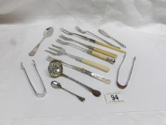 A mixed lot of cutlery including pickle forks,