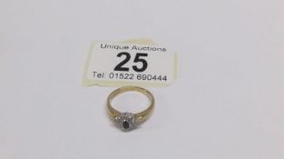 A diamond and amethyst seven stone yellow gold ring,