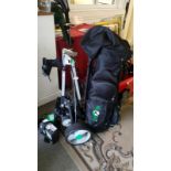 A Hillbilly golf bag and electric trolley with charger and battery