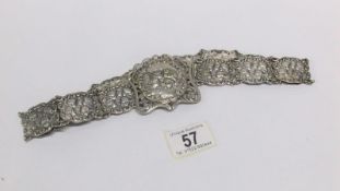 An art nouveau white metal belt