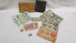 A quantity of old bank notes including 10/-,