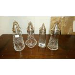 4 cut crystal sugar casters including 2 Stuart and 1 Edinburgh crystal