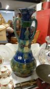 A majolica style twin handled vase base a/f (approx. 27" / 68.