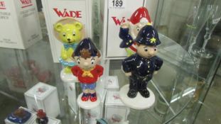 4 Wade Noddy figurines being Noddy, Big Ears, Mr Plod and Tessie bear,