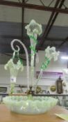 A 19th century vaseline glass epergne (incomplete)