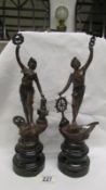 A pair of spelter figures