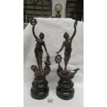 A pair of spelter figures