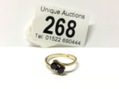 A 14ct gold 2 stone sapphire ring