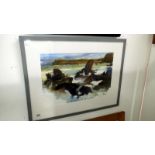 A framed and glazed watercolour initialled J M