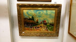 An oil on board fox hunting scene signed Frank Giles