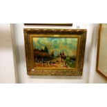 An oil on board fox hunting scene signed Frank Giles