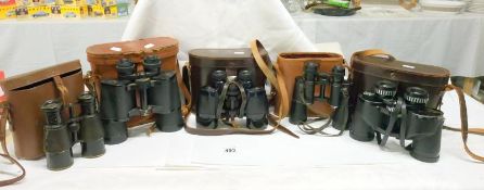 5 sets of good quality binoculars including Hilkinson of Newmarket 8 x 40 wide angle,