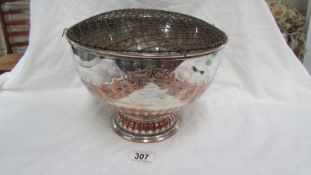 A large silver plate rose bowl